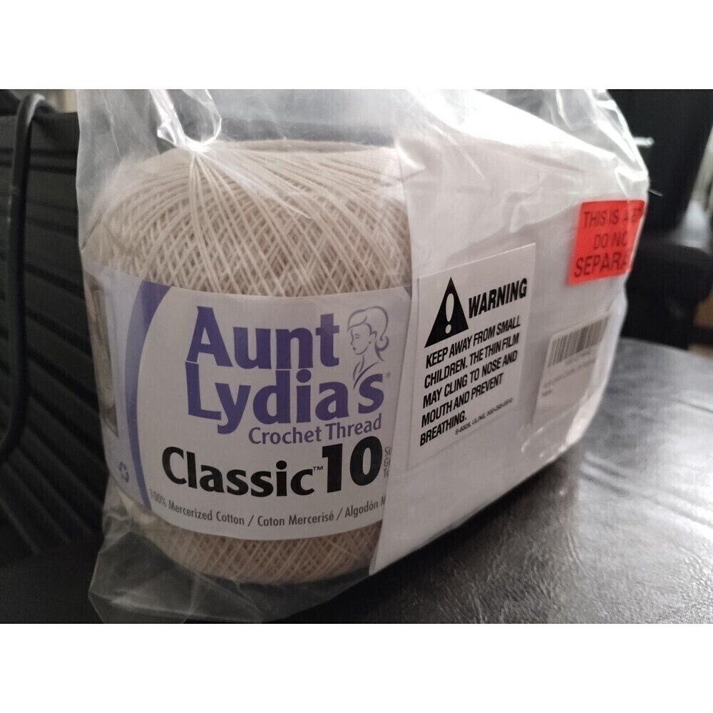 Aunt Lydia's ECRU Cotton Crochet Thread Size 10 Two rolls In Package String Art